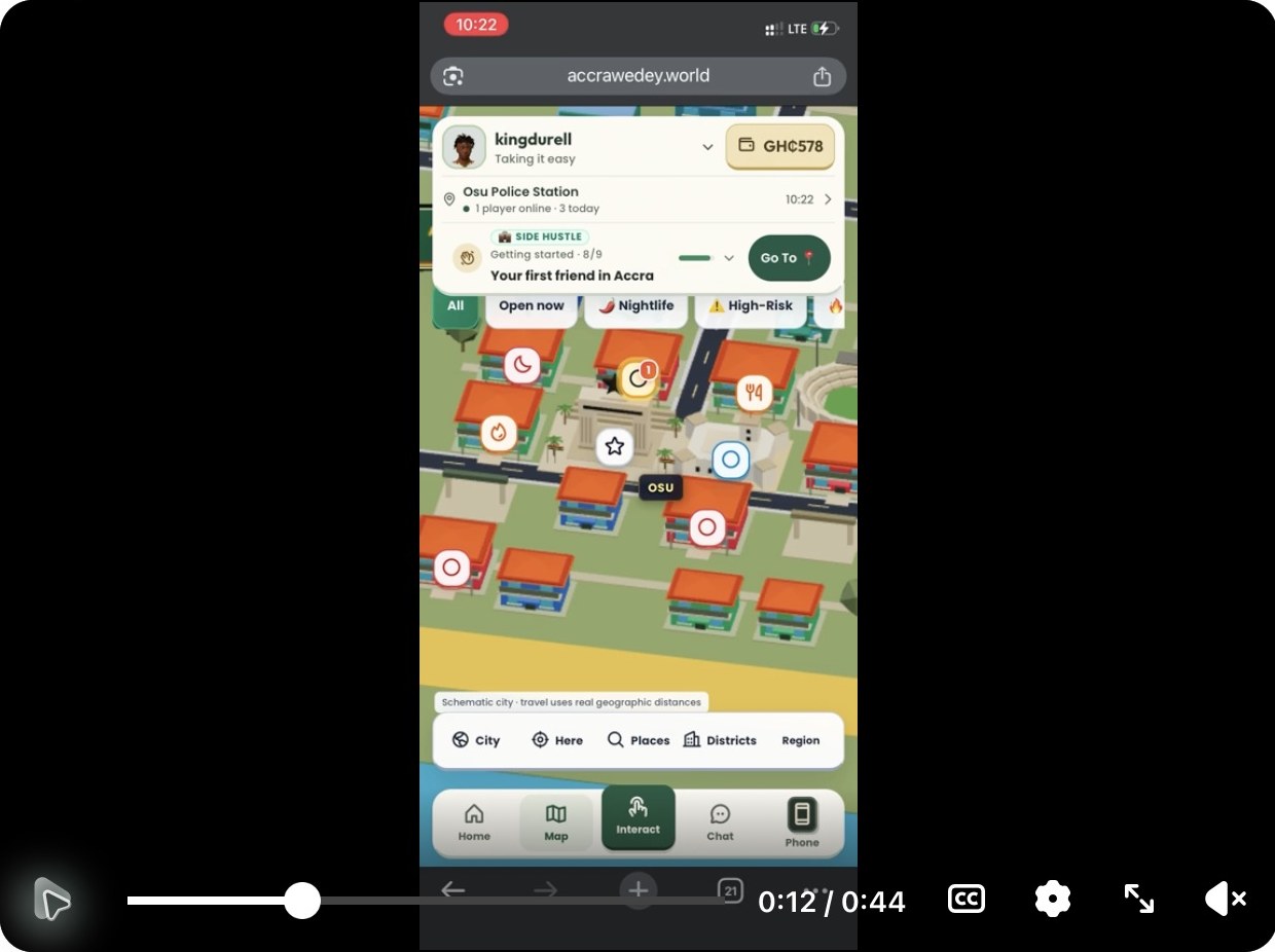 Accra We Dey city map in the creator’s Reddit video