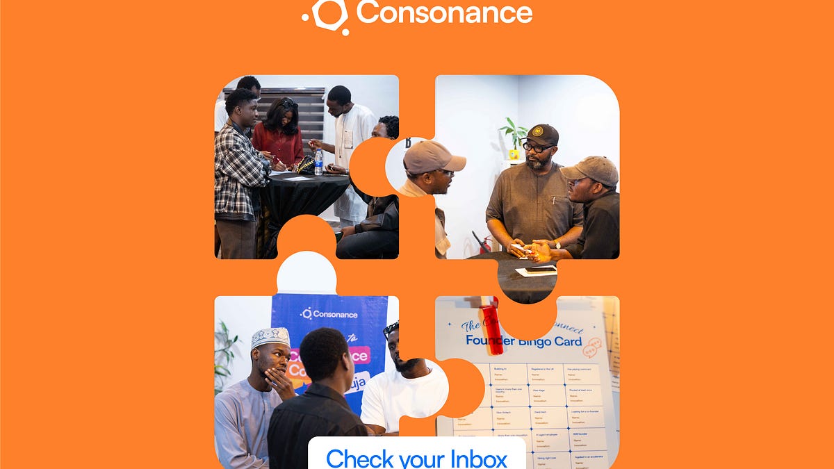 Consonance Club event collage including a founder bingo card