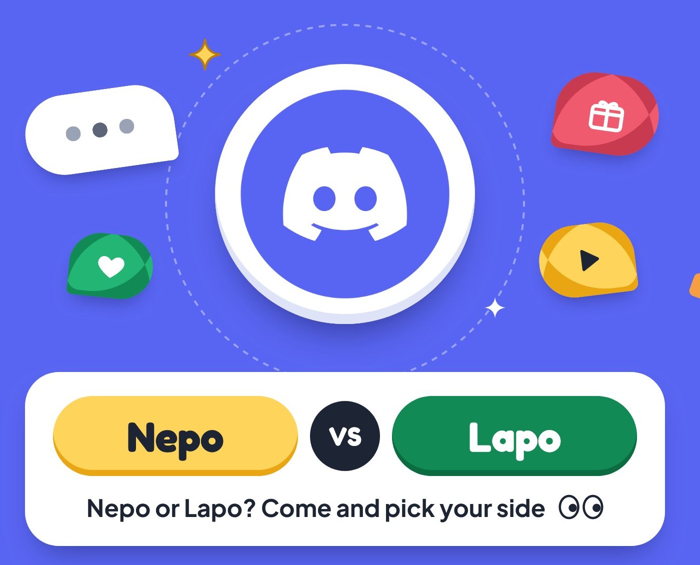 Official LagosLife Discord announcement artwork with Nepo and Lapo choices