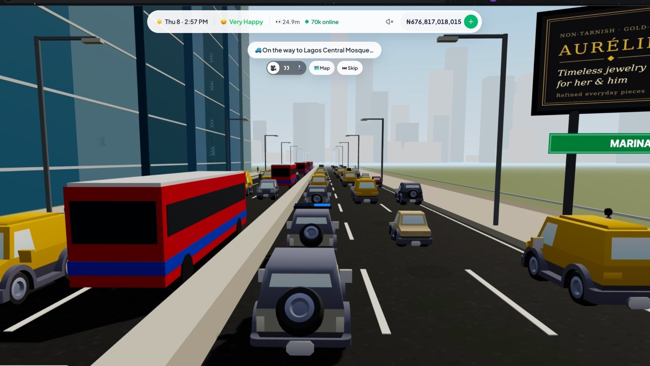 KKC Games’ LagosLife video thumbnail showing traffic on a city road